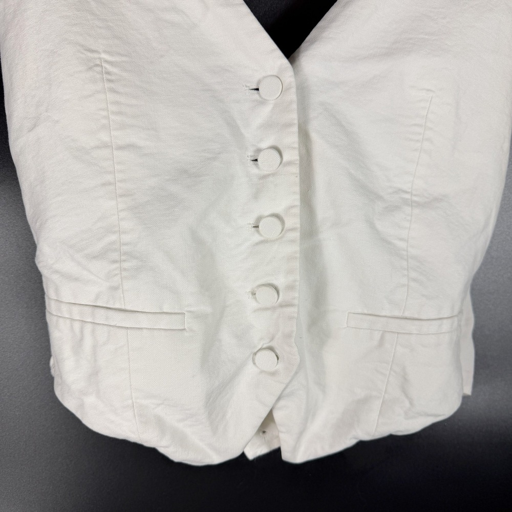 Nina Ricci Cady Draped Open Back Vest Top Off-White Button Front Sz 34 / 0 US - Picture 7 of 12